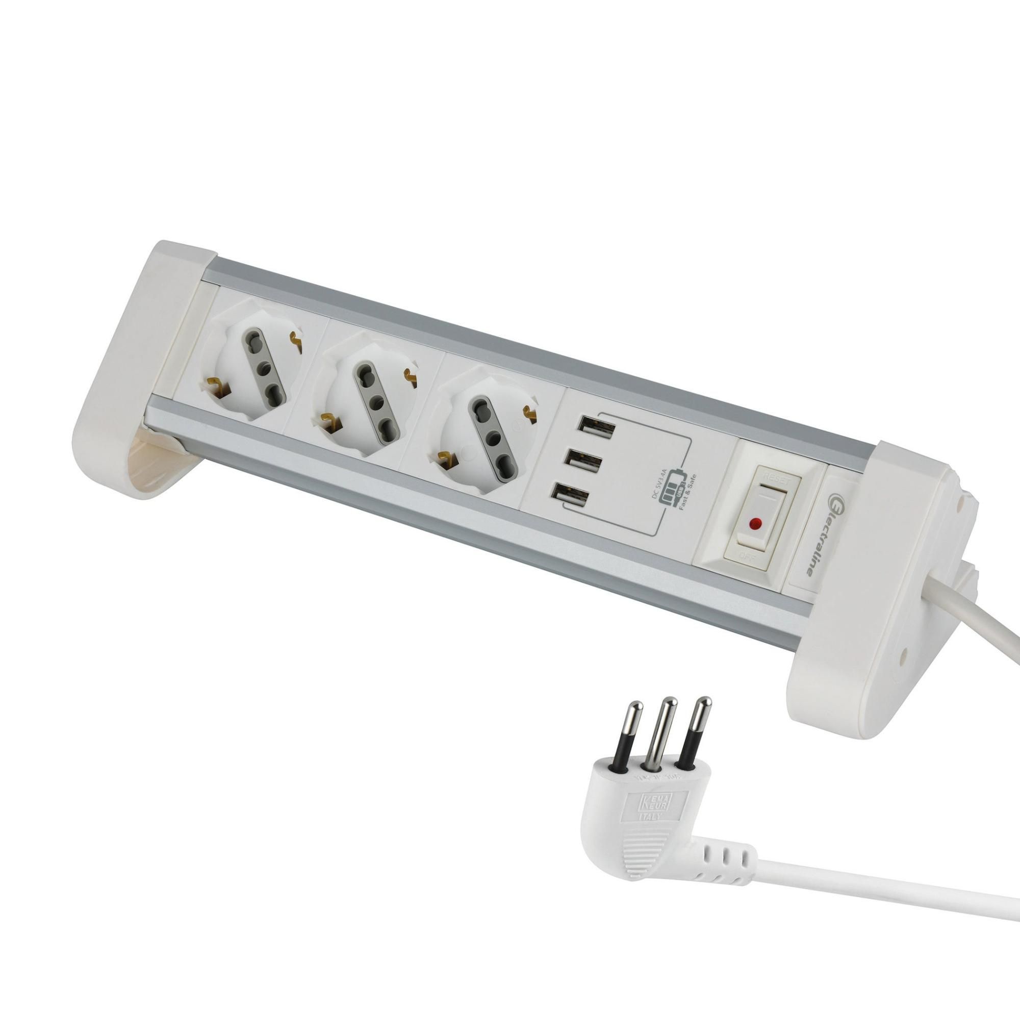 MULTIPRESA QUADRA 6 POSTI PRESA SCHUKO BIVALENTE CON CAVO 1.5MT ELETTR