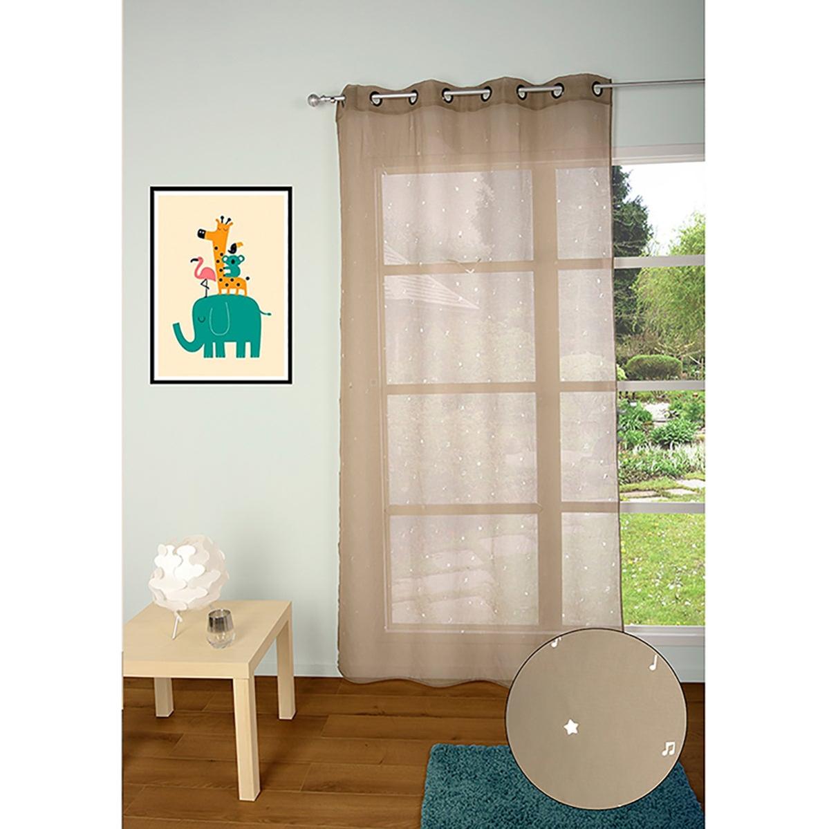 Tenda Beige Lucido In Cotone E Lino Con Occhielli, Al Pezzo, 140x250 Cm Verone 141669