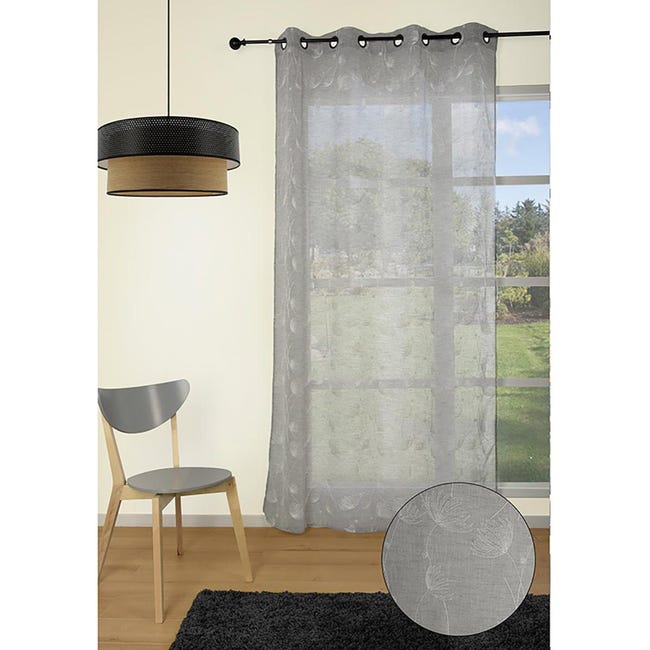 Deconovo Tenda in Voile con Occhielli 140 X 240 C Nero Deconovo Tenda in Voile con Occhielli 140 X 240 C Nero