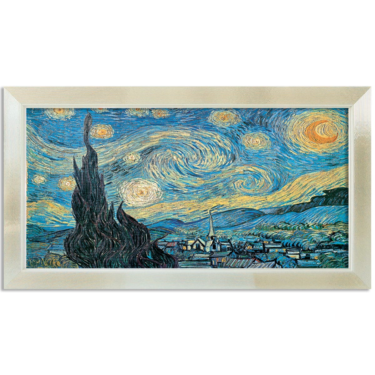 Stampa incorniciata su tela Van Gogh La Notte Stellata 136 x 76 cm