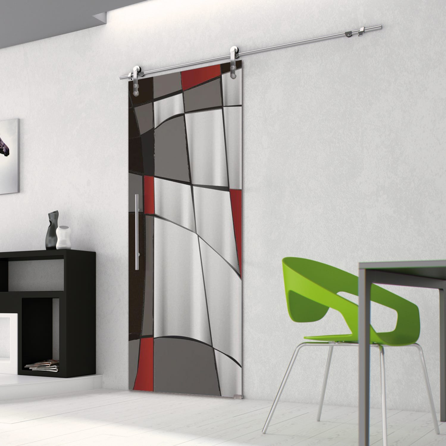 Porta scorrevole Orlando in vetro temprato, L 86 x H 215 cm, con Porta scorrevole Orlando in vetro temprato, L 86 x H 215 cm, con