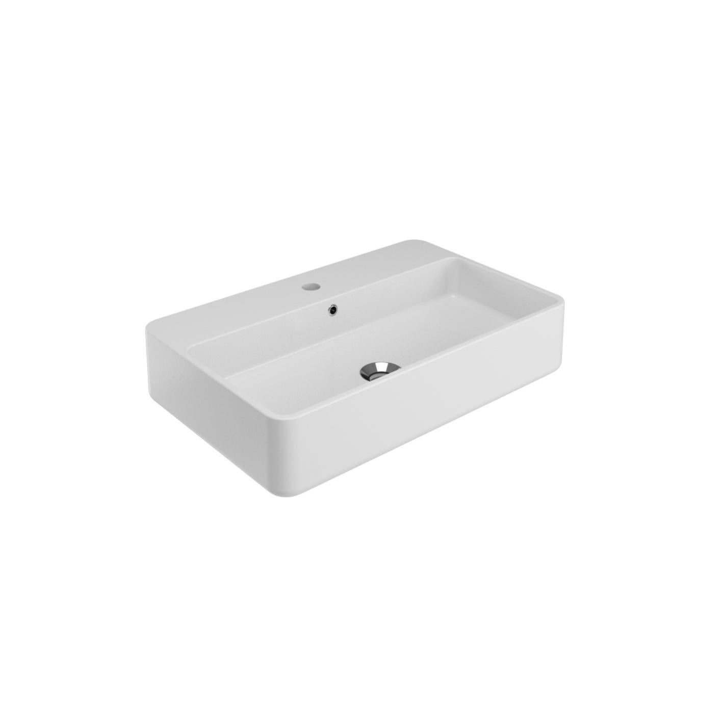 Sapho Thin - Lavabo da appoggio 60x40x15 cm, bianco opaco WN893