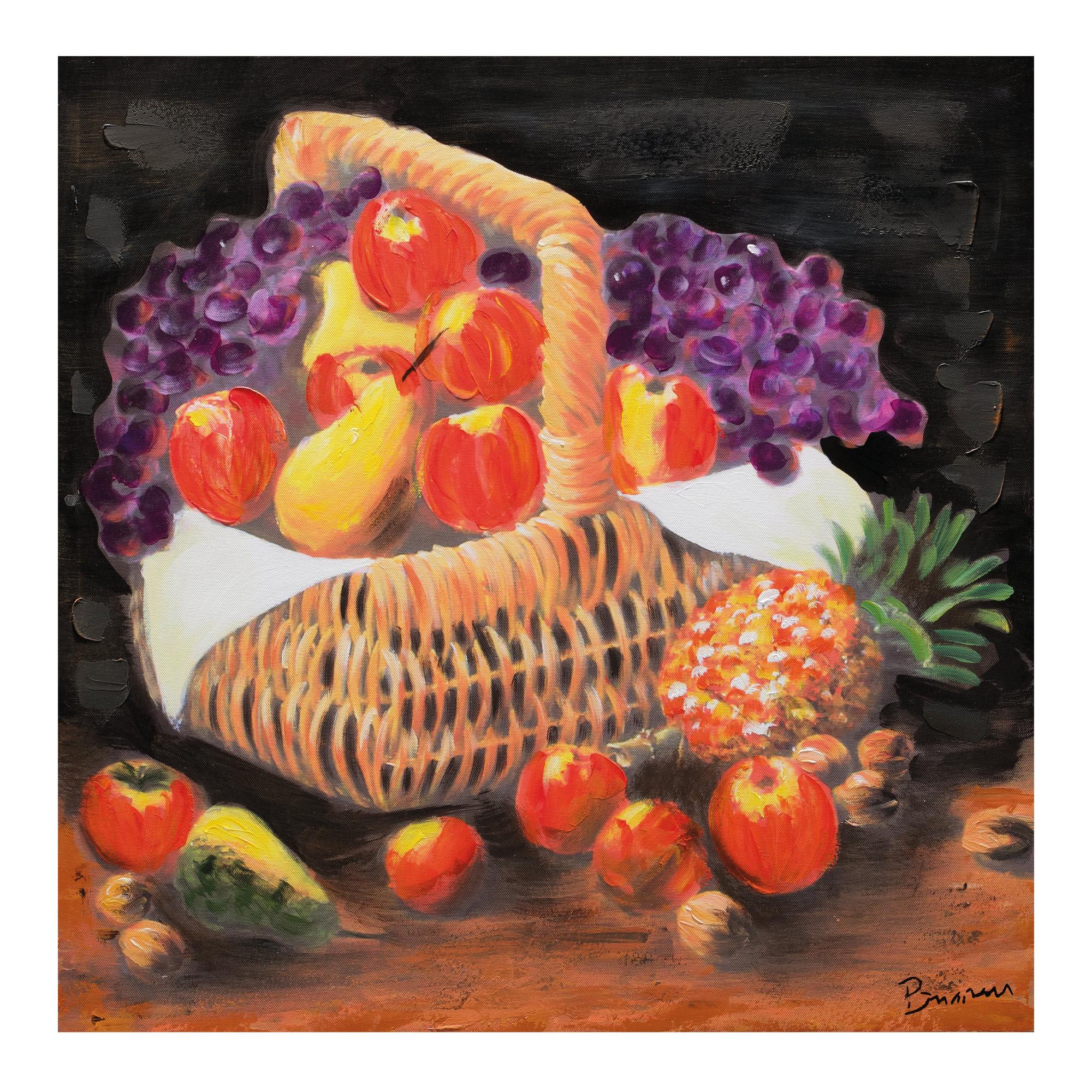 Dipinto su tela Cesto frutta 60x60 cm