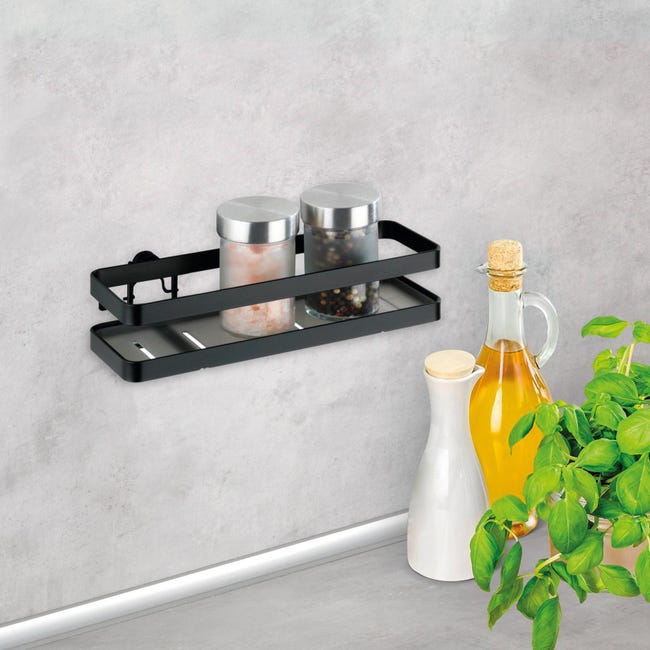 Staffa per barra a muro per accessori cucina adesivo<multisep/>tassello  nero P 7 cm x L 220 x H 55 mm