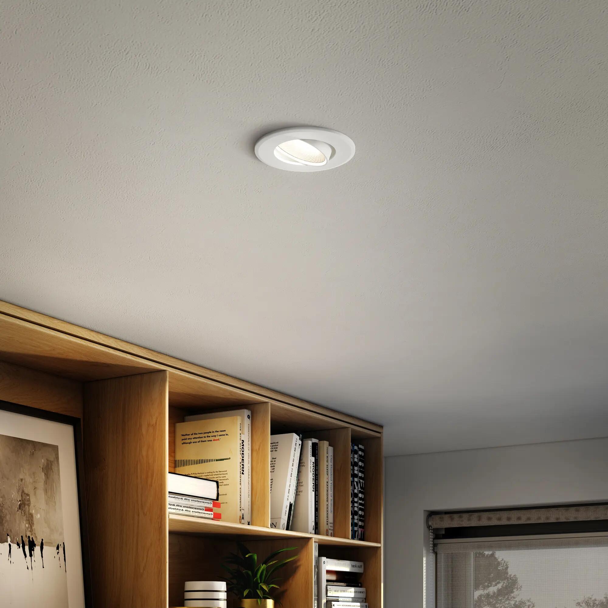 Faretto da incasso LED integrato Dan tondo bianco, orientabile foro incasso  6.8 cm luce bianco caldo