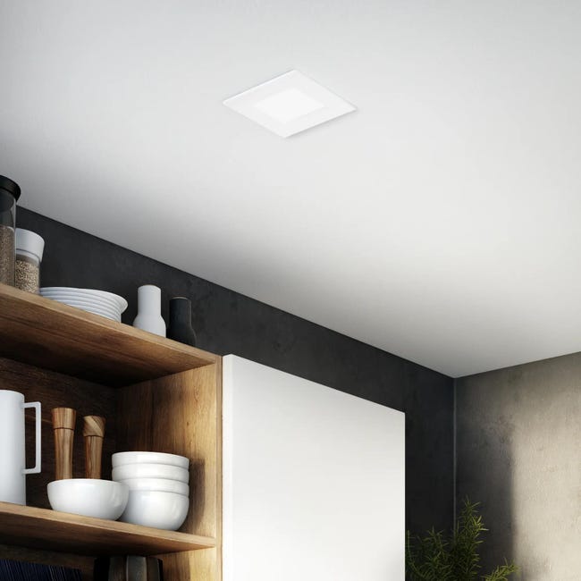 Faretto da incasso LED integrato Extraflat quadrato bianco, foro incasso 8  cm luce passaggio dal bianco caldo al bianco neutro