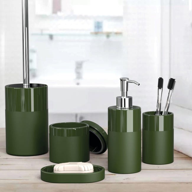 Portascopino wc d'appoggio in silicone verde e ceramica - Baston di  Lineabeta