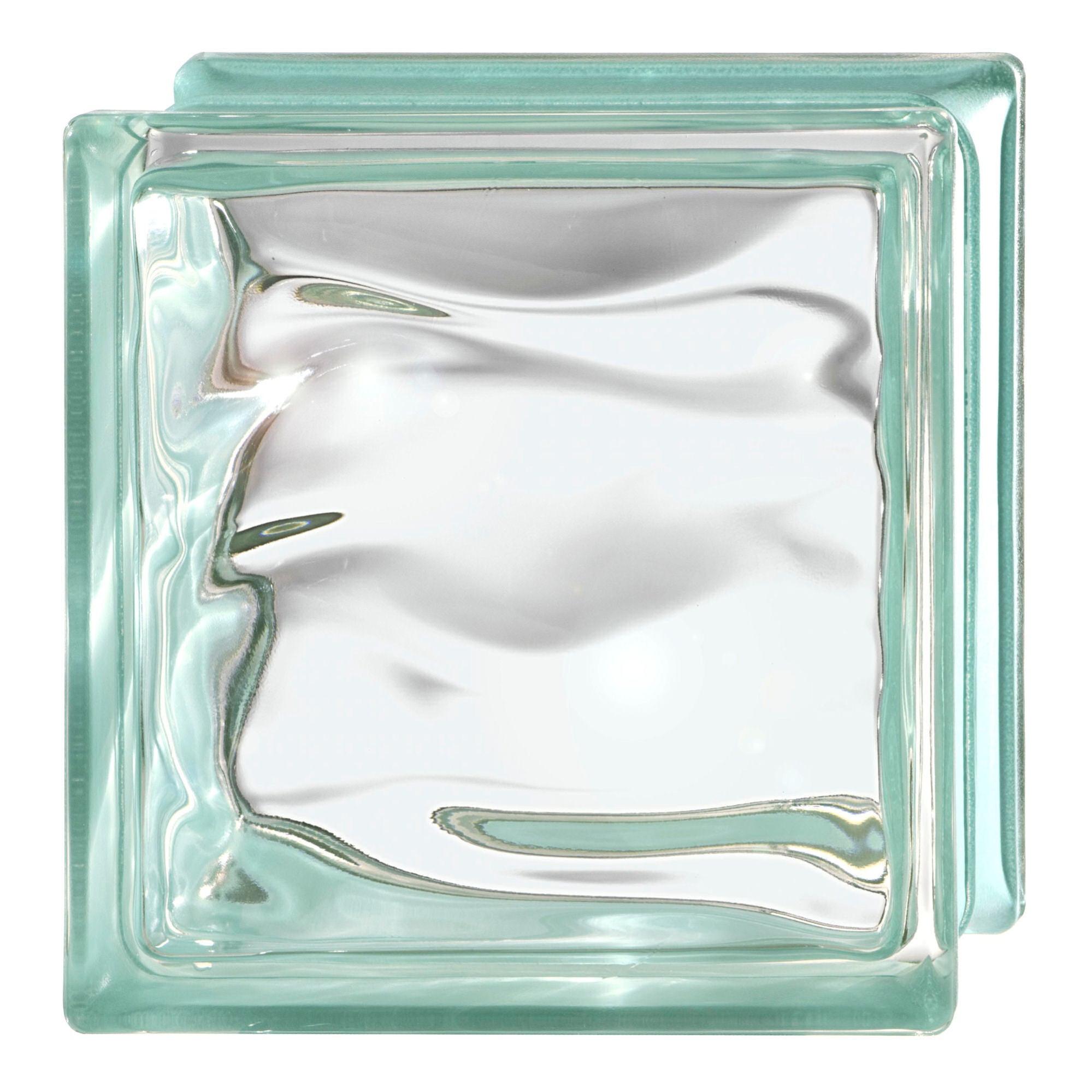 Vetromattone Turchese Ondulato 19x19x8 Cm - Confezione Da 6 Pezzi Per Pareti Decorativi