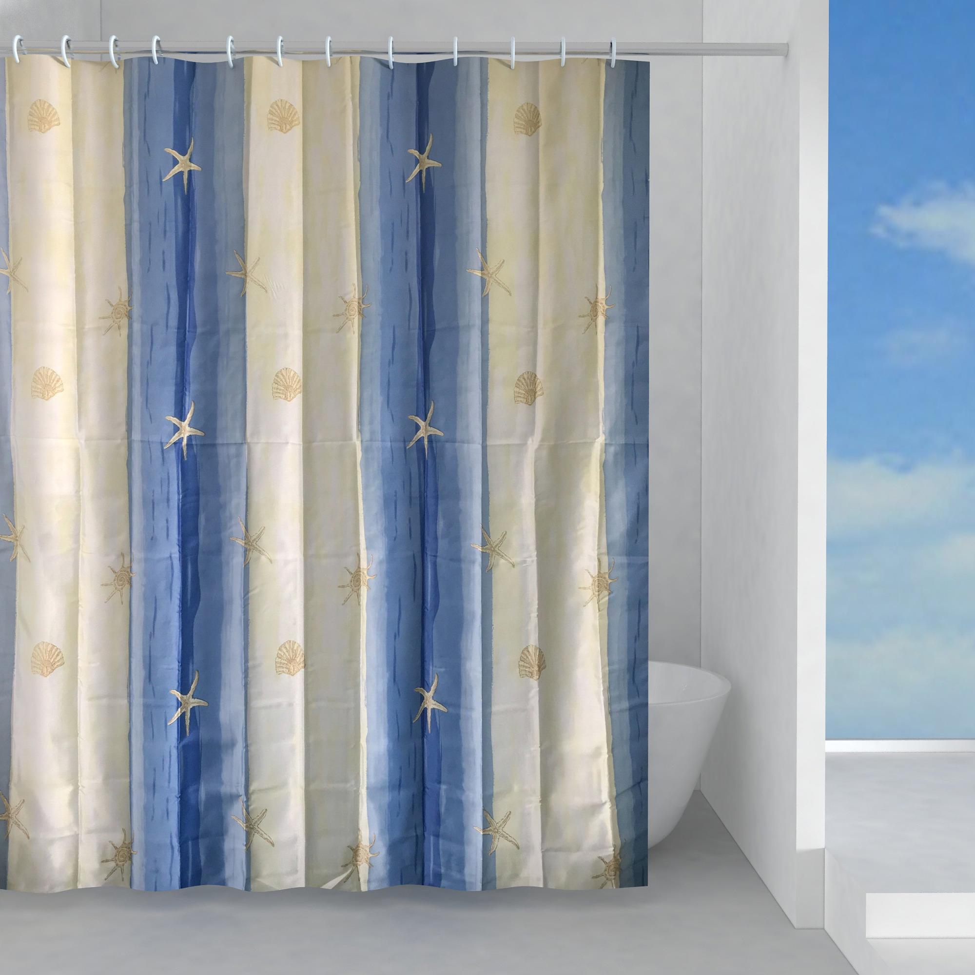 Tenda doccia Oltremare in poliestere beige/azzurro L 240 x H 200 cm