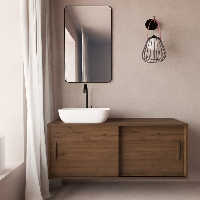 Mobile da bagno sotto lavabo Barrik con top L 50 x marrone, lavabo non  incluso