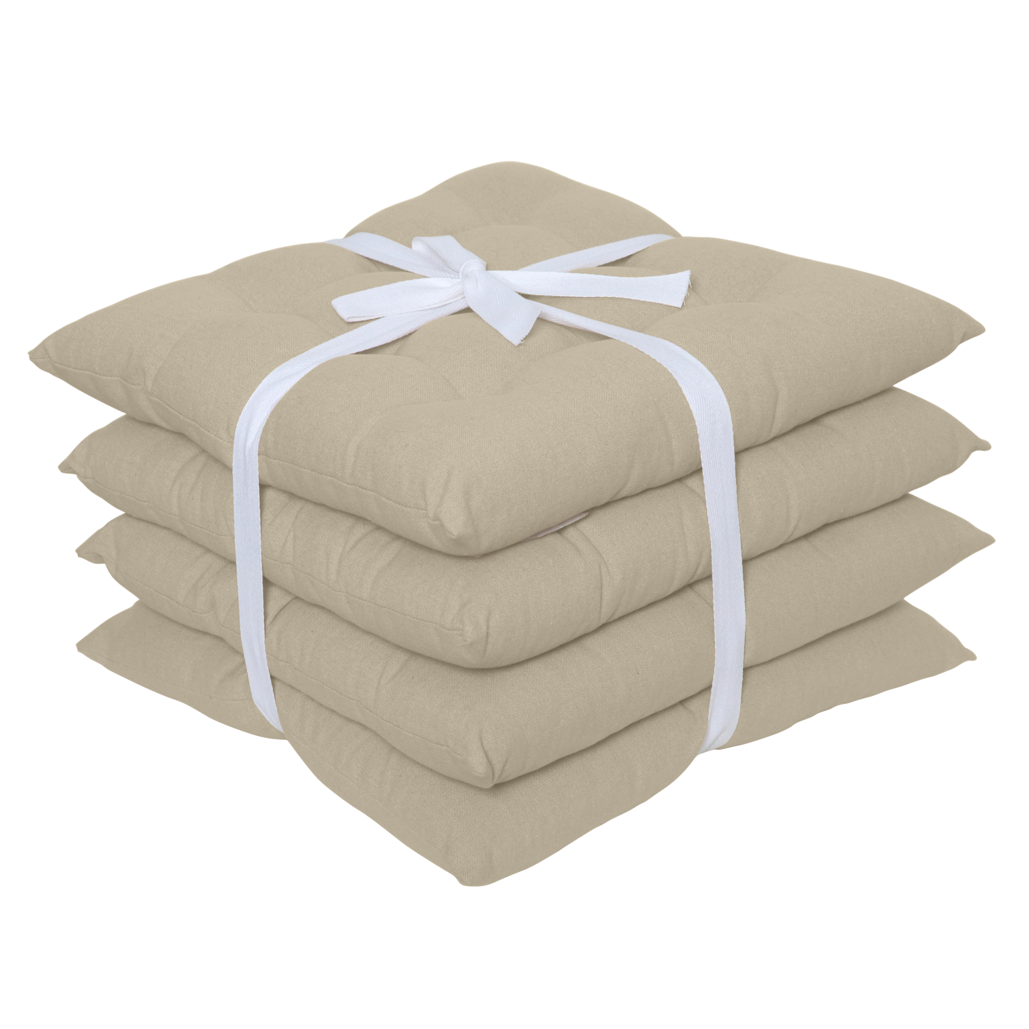 Lovely Casa Cuscino Per Sedia Oxford – 38x38x5 Cm, 100% Cotone Raso, Colore Naturale, Morbido Ed Elegante, Con Legacci, Garanzia STOF