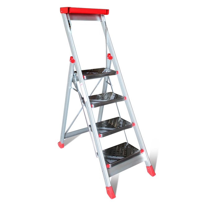 Scala A 4 Gradini In Alluminio Professionale - Portata 150 Kg, Certificata EN 131, Con Vano Portaoggetti, Per Casa E Lavoro - Foto 10