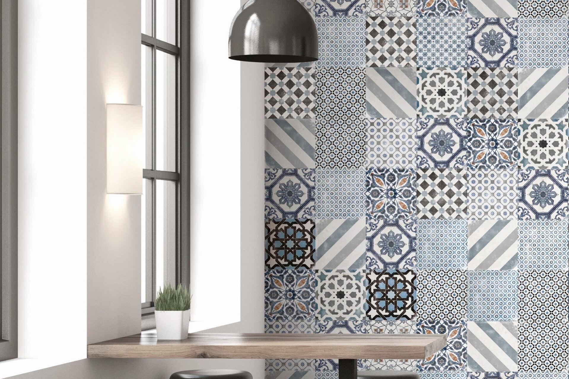 Piastrelle 20x20 Effetto Mosaico Blu – 25 Pezzi Per 1 Mq, Fughe Preincise, Per Rivestimento Bagno E Cucina