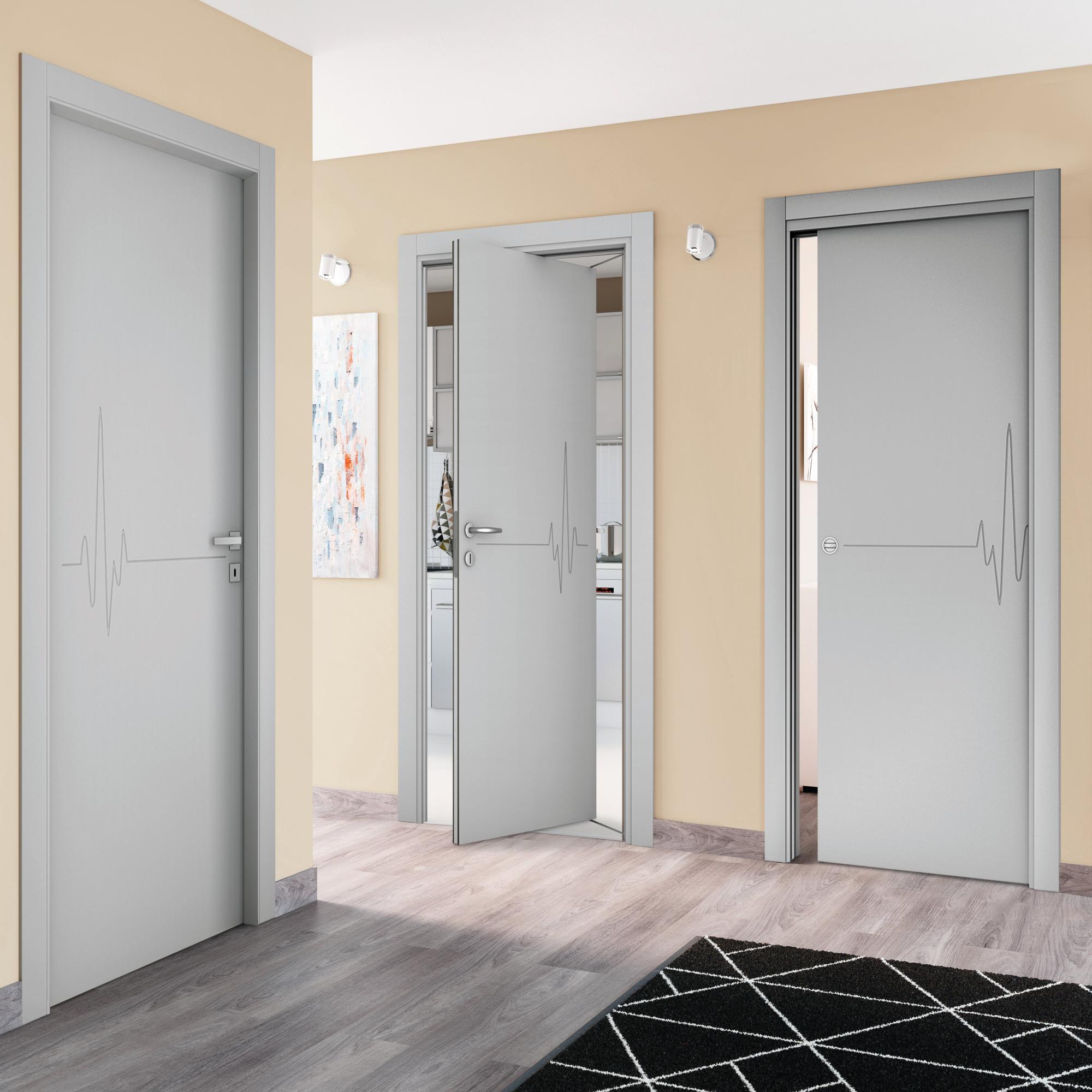 Porta battente Heartbeat grigio L 80 x H 210 cm reversibile | Leroy Merlin