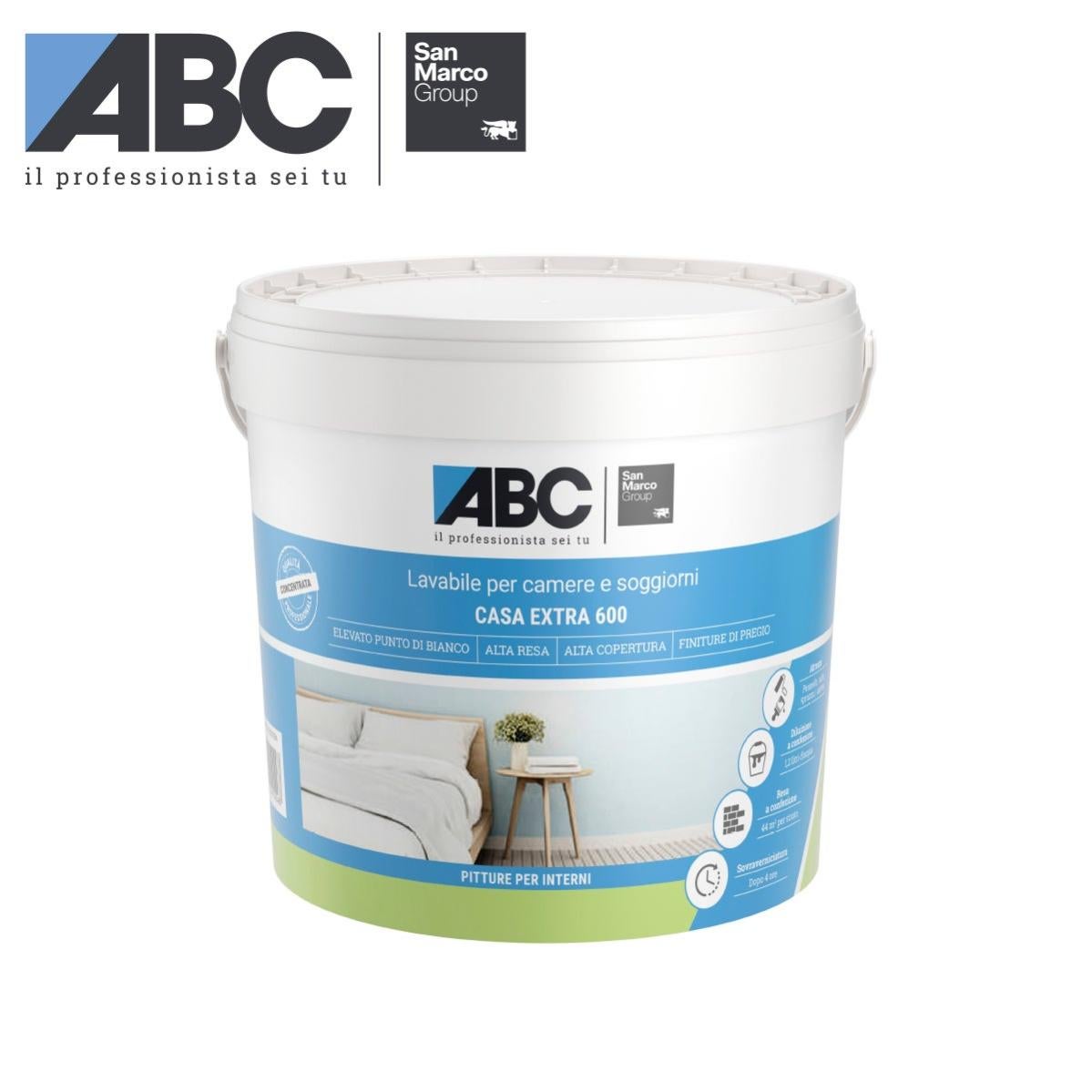 Pittura per interni Lavabile ABC Casa Extra 600 SAN MARCO Group bianco 4 L