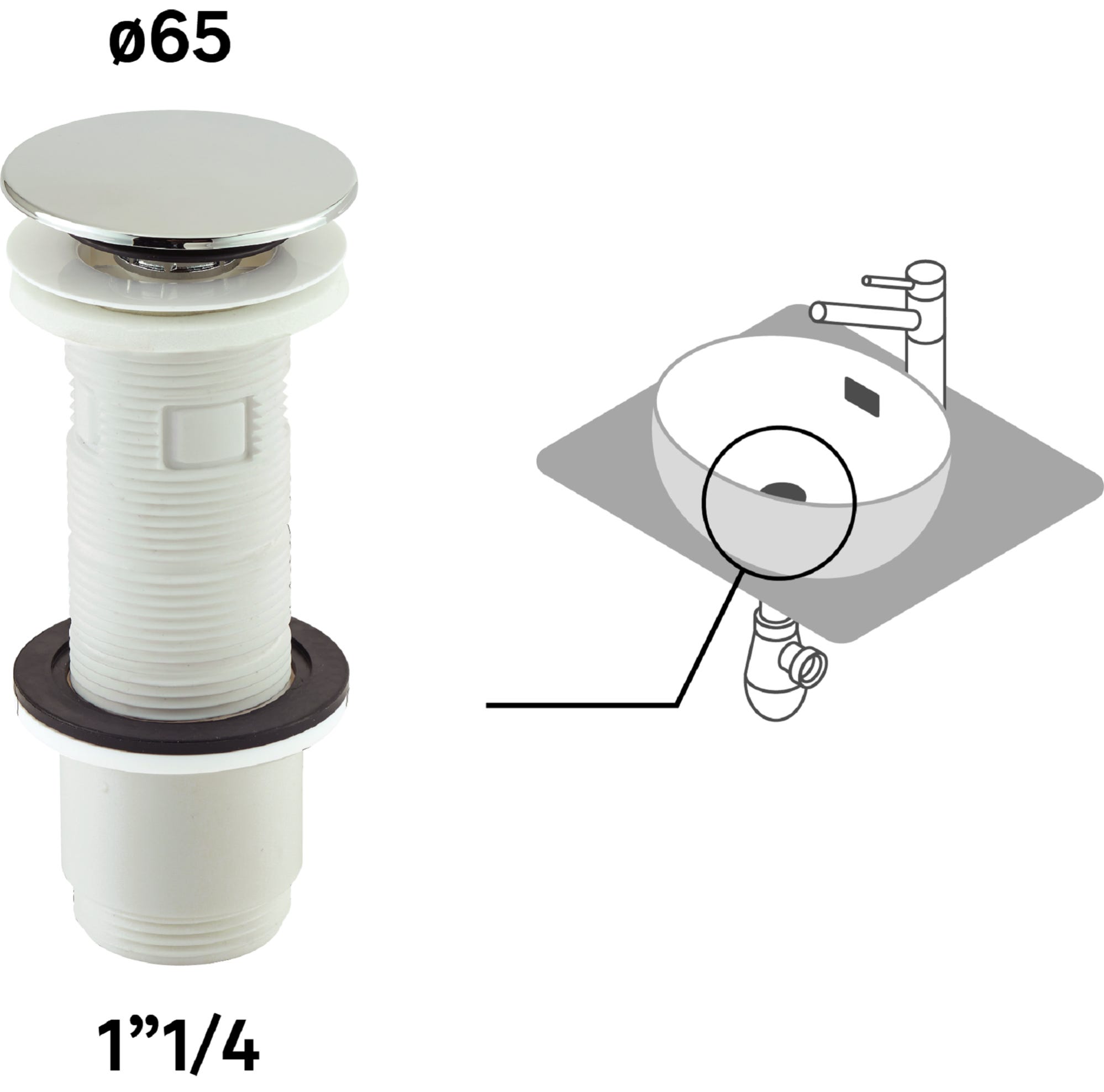 Valvola Clic-Clac Per Lavabo - Tappo Piano, Universale, Oro Spazzolato - Foto 4