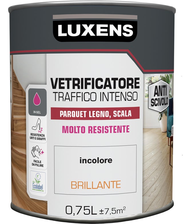 Vernice parquet trasparente lucida all'acqua ml 750 brava