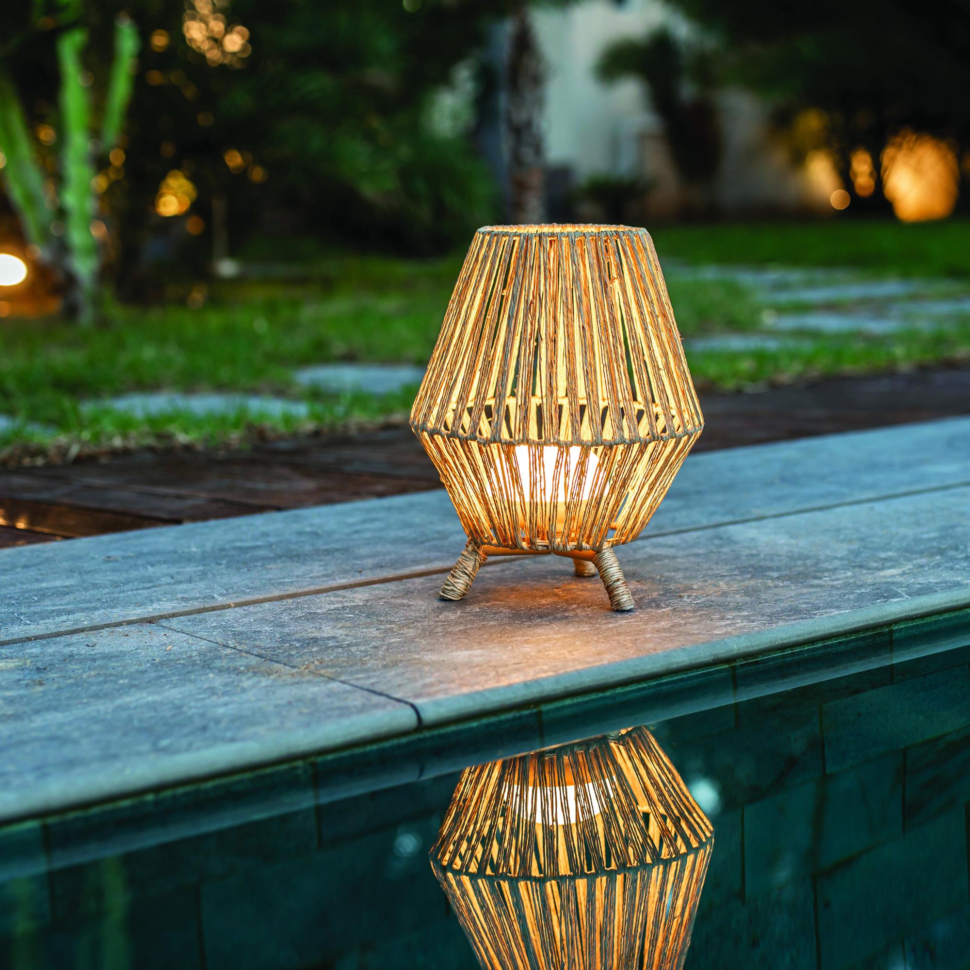 Lampada da esterno senza fili Sisine H 32.5 cm, in bambù, luce bianco  caldo, LED