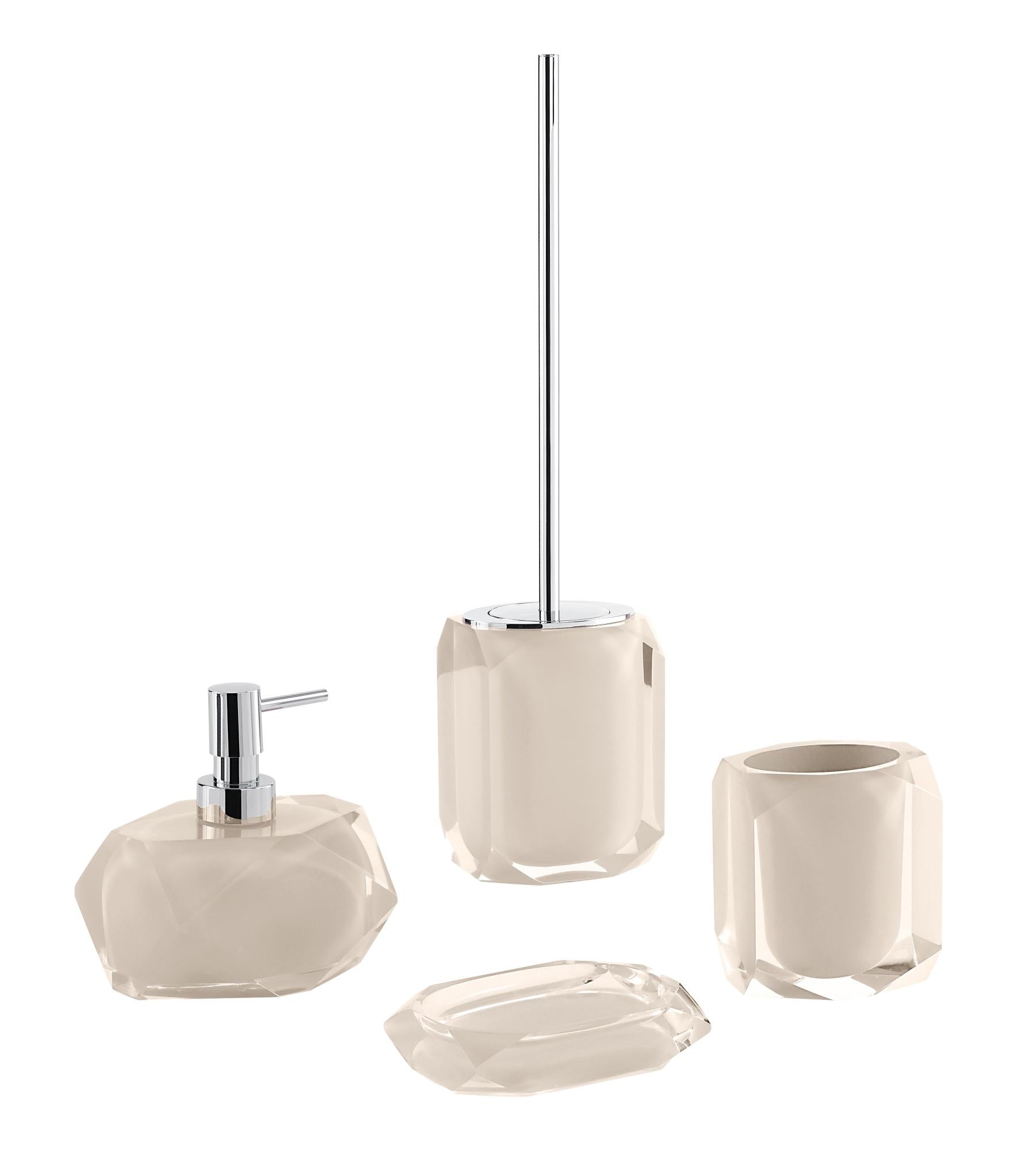 Set Bagno In Resina Marrone Da 5 Pezzi – Dispenser Sapone, Portasapone, Bicchiere, Portaspazzolino – Design Moderno Antiscivolo