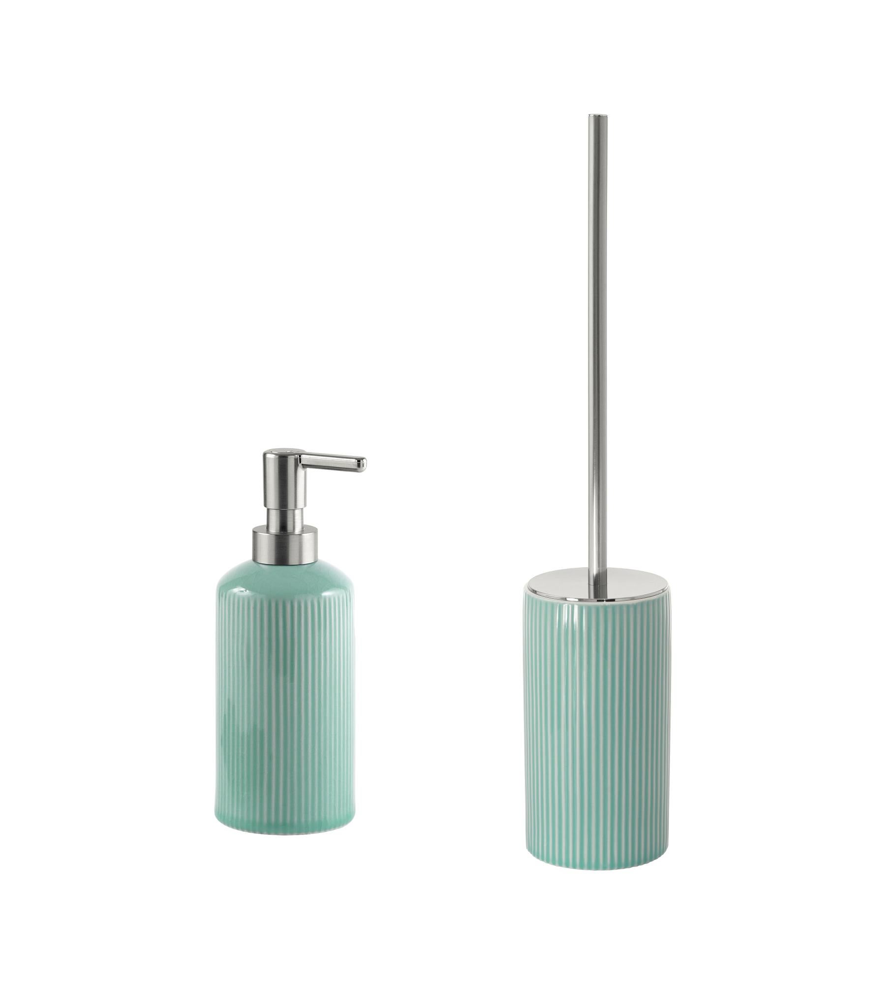 WENKO Set Bagno Marola Grigio – Erogatore Sapone E Portaspazzolino, Design Cemento