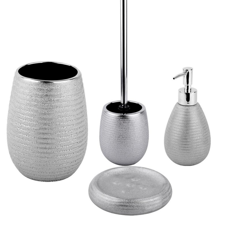 Set di accessori per bagno silver in ceramica