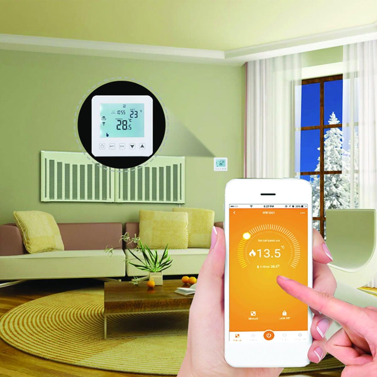 Cronotermostato Wi-Fi HEYTHERMO+ Bianco 230V - Controllo Da App E Voce, Per Scatola 503 | Termostato Intelligente