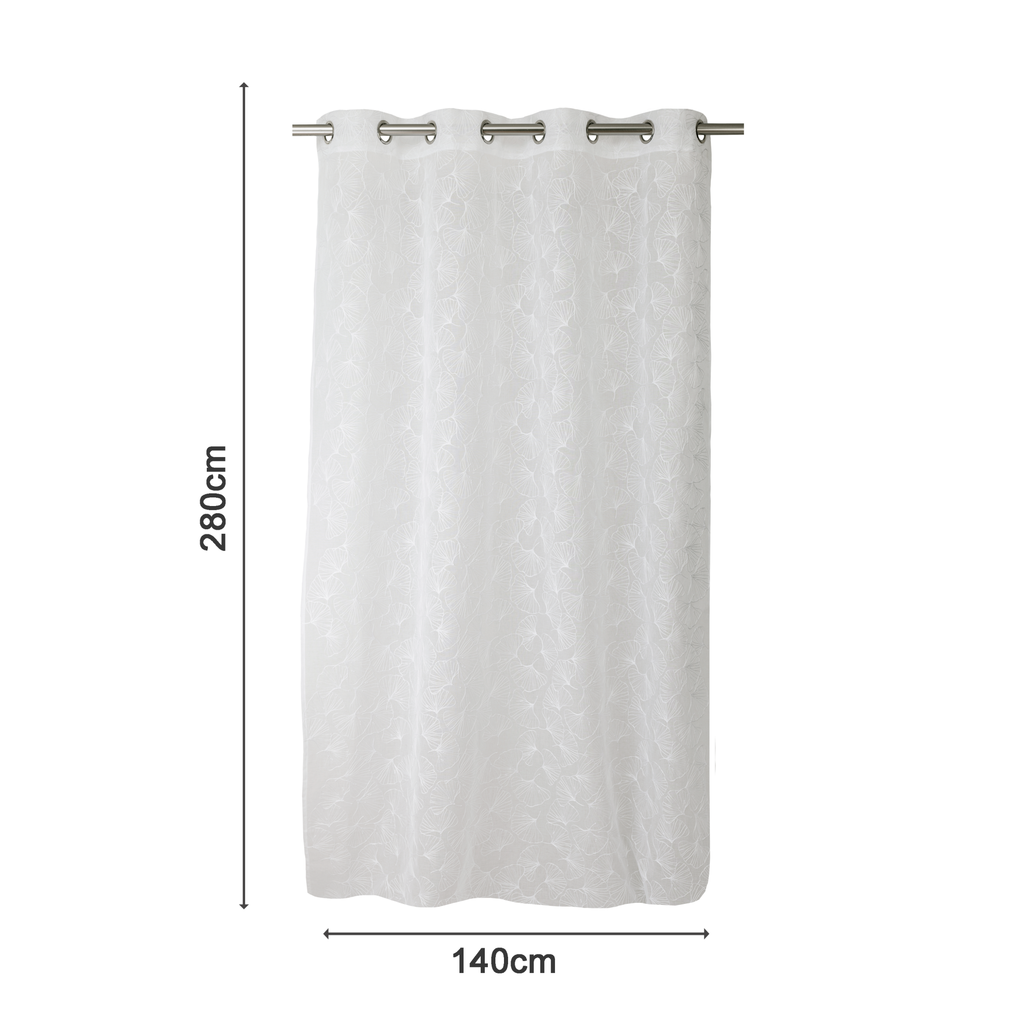 Linea Oro Tenda per Interni Finestra Balcone con Occhielli, Pannello Trasparente per Soggiorno e Camera da Letto, Modello Polignano Bianco 140x280 cm