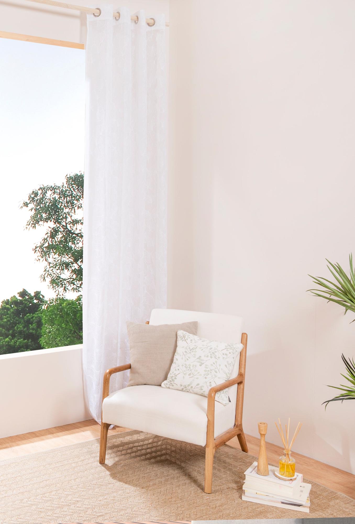 Tenda a rullo con occhielli Brondy, colore bianco semitrasparente