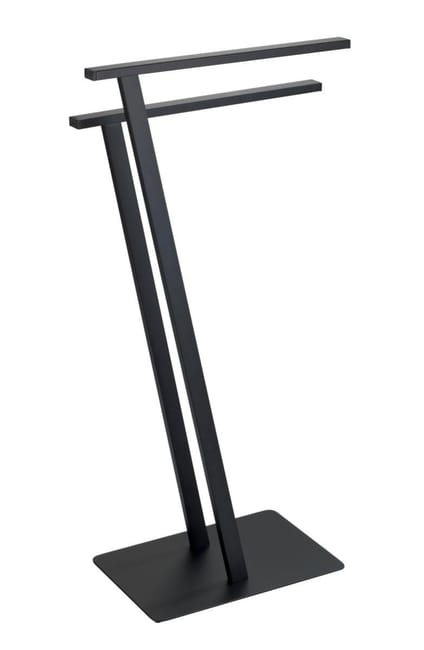 Piantana porta asciugamani 2 bracci per bagno in acciaio colore bianco opaco bambù Piantana porta asciugamani 2 bracci per bagno in acciaio colore bianco opaco bambù