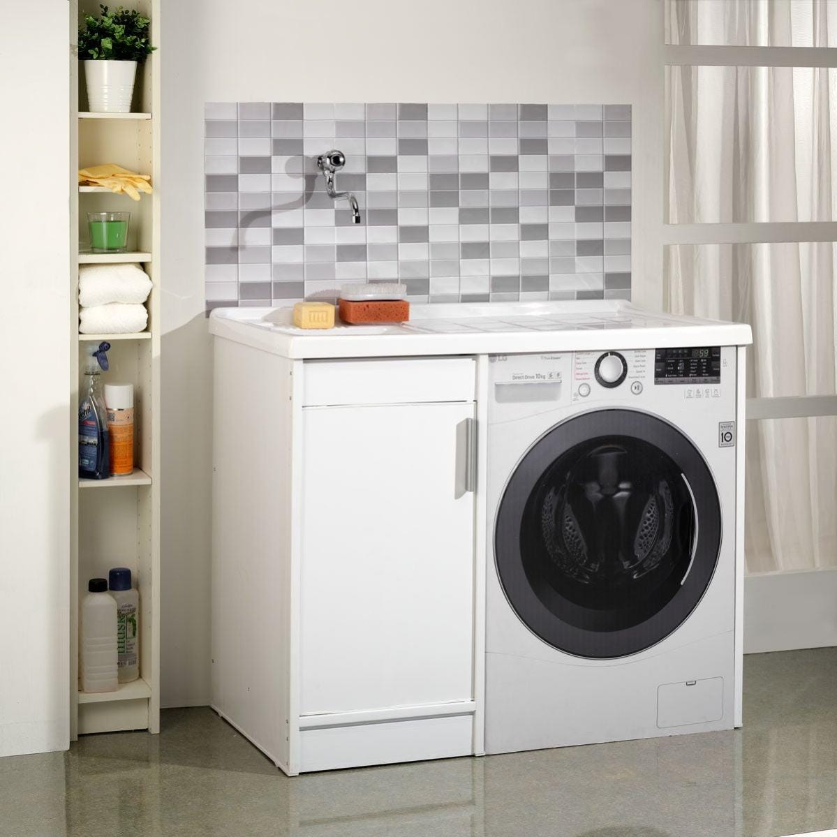 Mobile coprilavatrice Laundry bianco L 65 x P 32 x H 195 cm