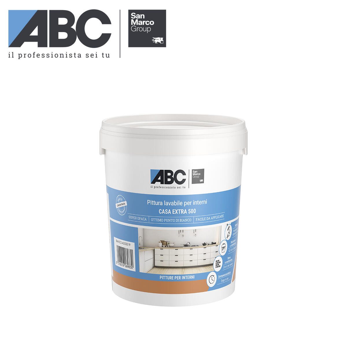 Pittura per interni lavabile, ABC Casa Extra 500 SAN MARCO Group bianco  opaco, 1 L