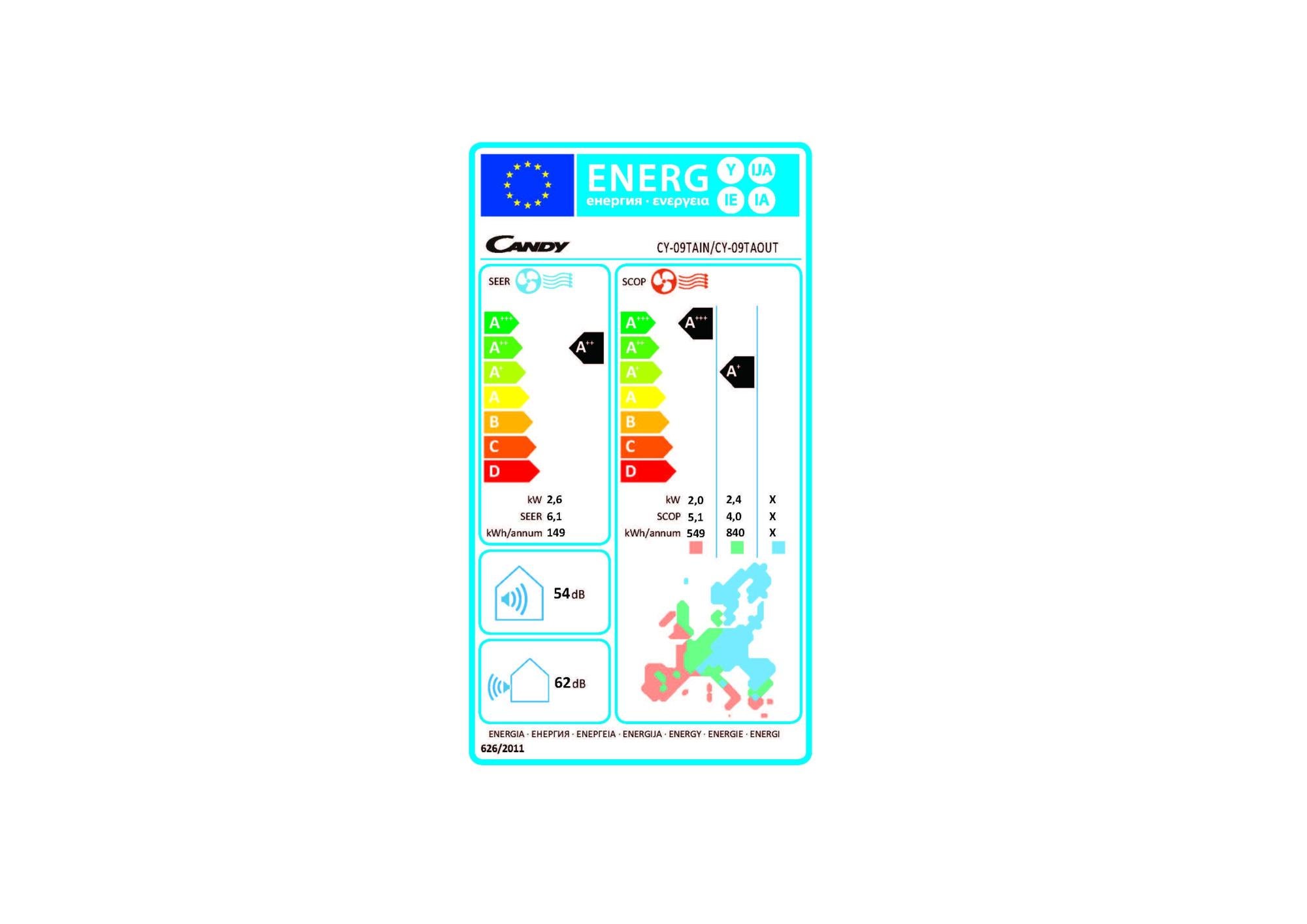 Climatiseur Candy Smart Linea Pura 12000 BTU - Split Inverter Avec Application Et Voice Control
