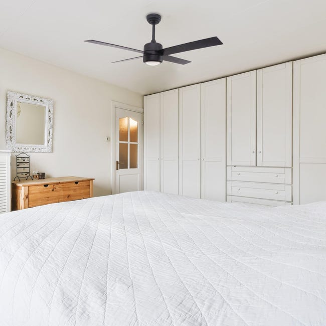 Ventilatore da soffitto moderno richiudibile nero bianco legno – Luminar