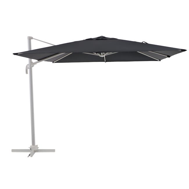 Ombrellone Da Giardino Milani Home 2x3 Metri - Telo Grigio 180gr Con Mantovana E Antivento - Palo Laterale (Base Non Inclusa)
