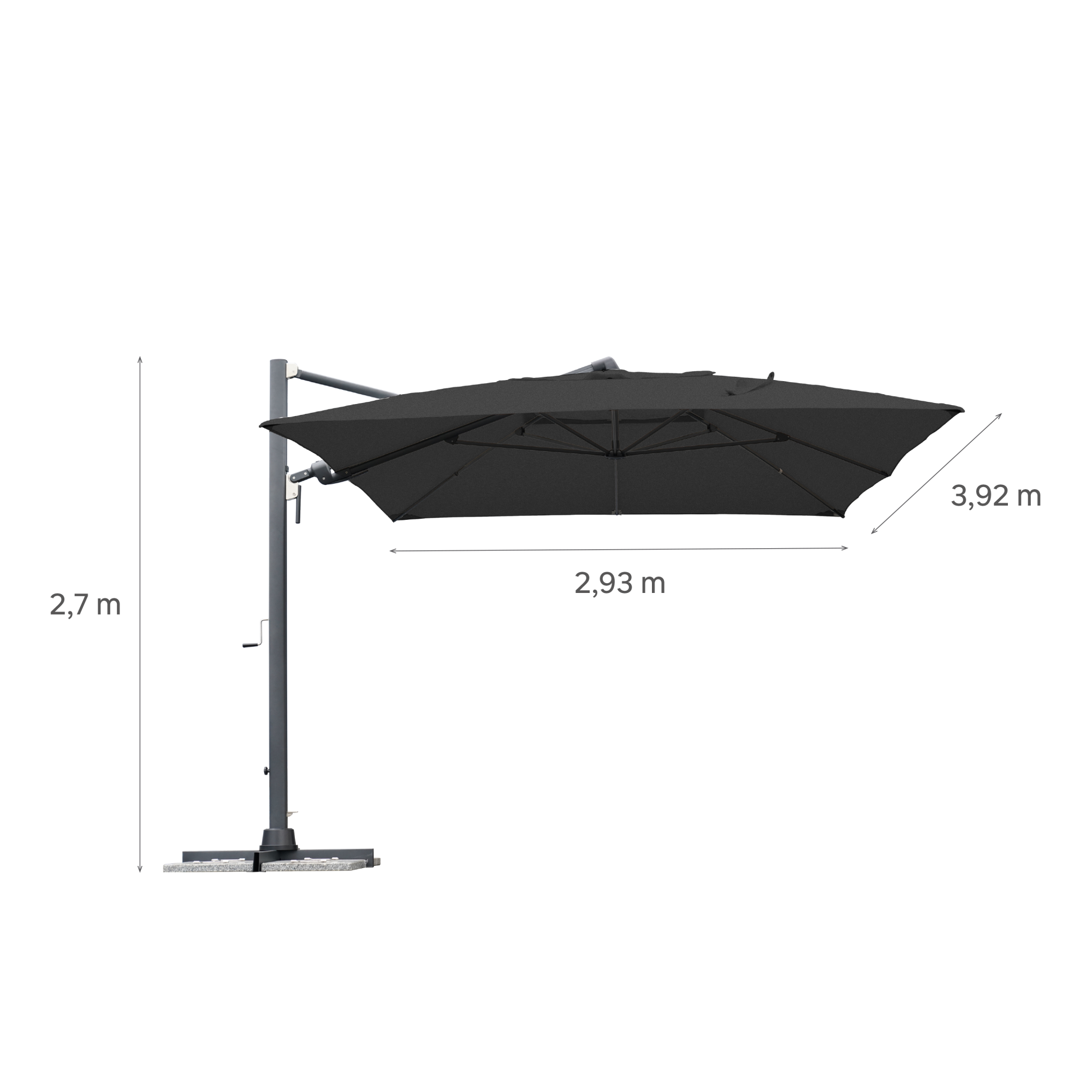 Ombrellone Da Giardino A Palo Dritto NATERIAL 394 X 394 Cm Con Telo Grigio 83719346