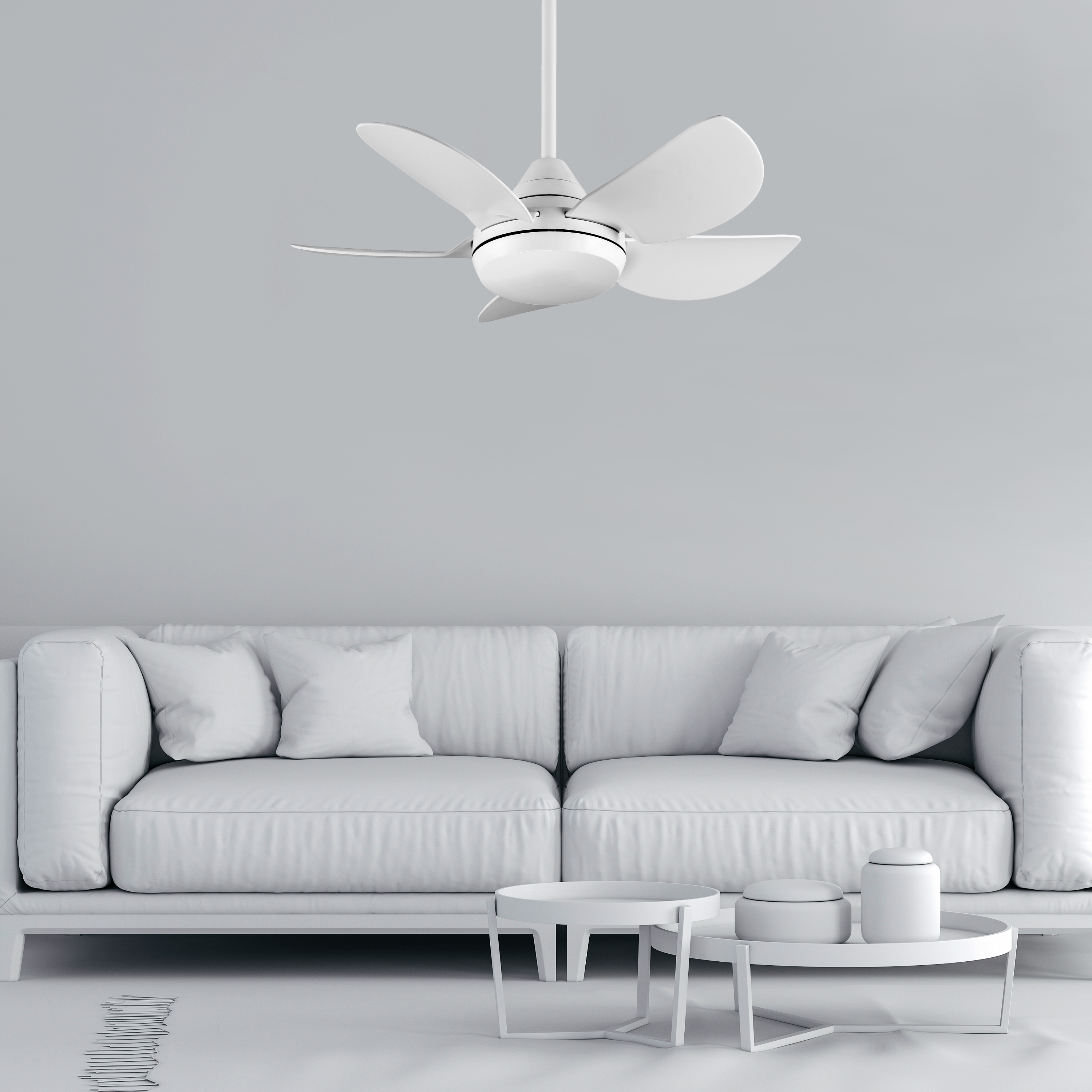 Ventilatore da soffitto con pale con luce inclusa Etesia, bianco, D. 49 cm,  3300 LM, luce bianco, INTEC