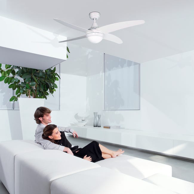 Ventilatore da soffitto con pale con luce inclusa Aruba plus, bianco, D.  112 cm, 2200 LM, luce bianco, INSPIRE