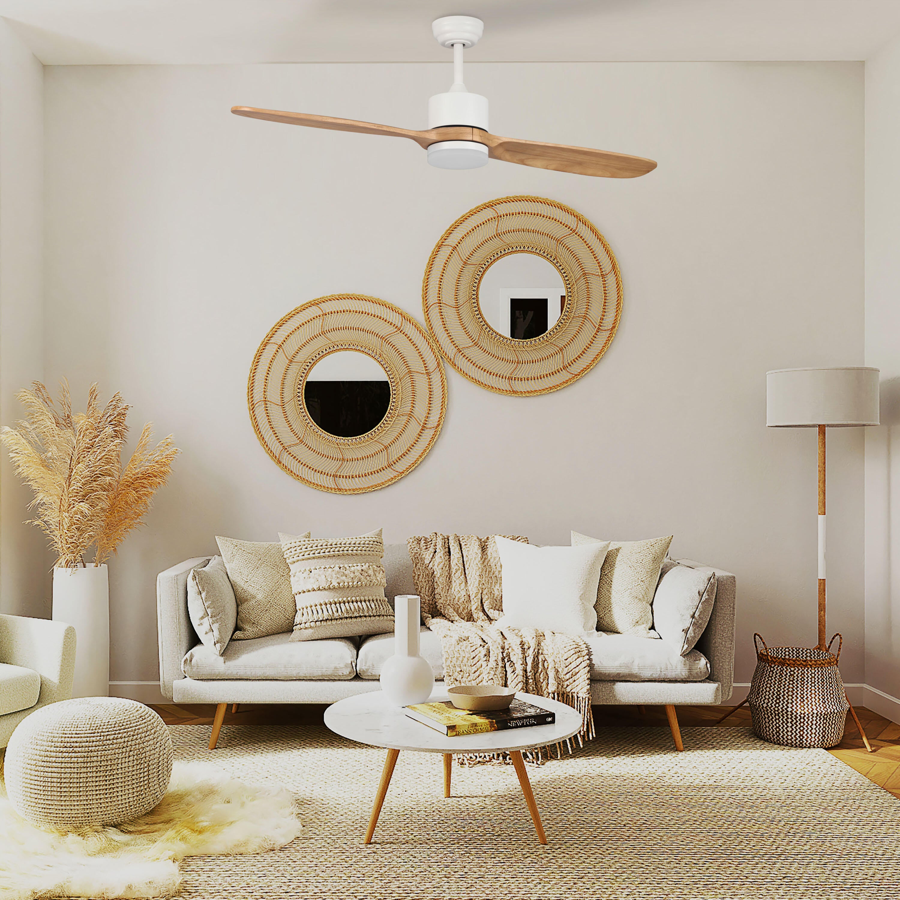 Ventilatore da soffitto con pale con luce inclusa Bambu, marrone