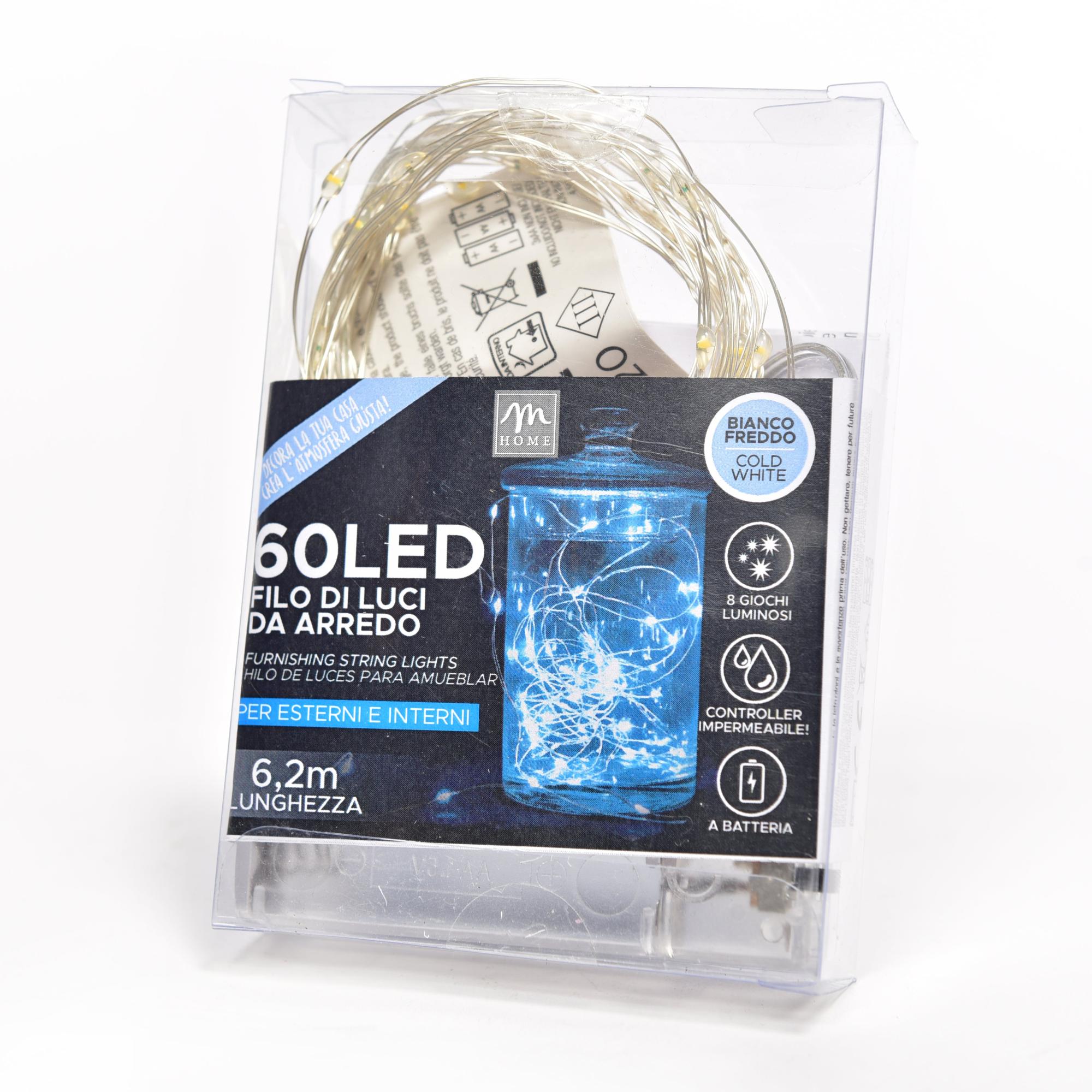 CATENA LUMINOSA 300 LUCI LED LUCCIOLE BIANCO FREDDO CON CONTROLLER 8 FUNZIONI