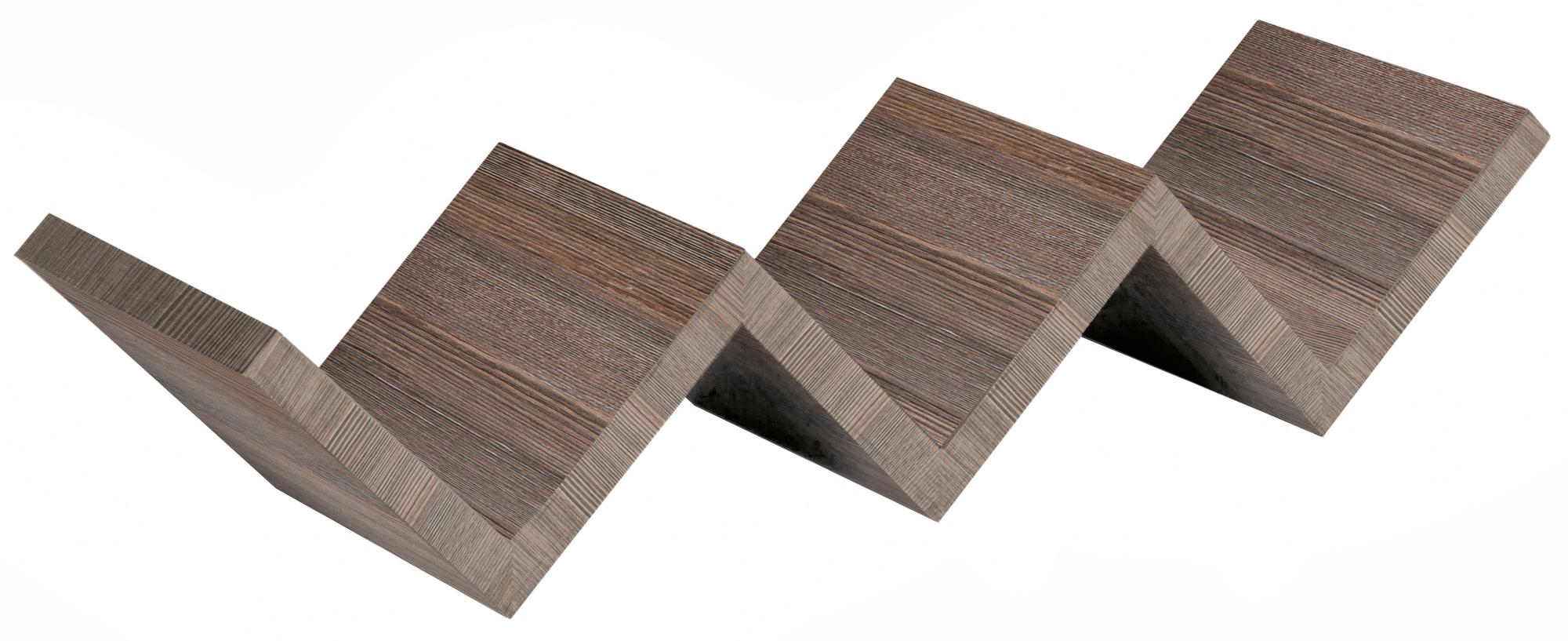 Vetrineinrete® Mensola A Zig Zag 3 Ripiani Design Moderno, Colore Rovere Grigio, Kit Fissaggio Incluso