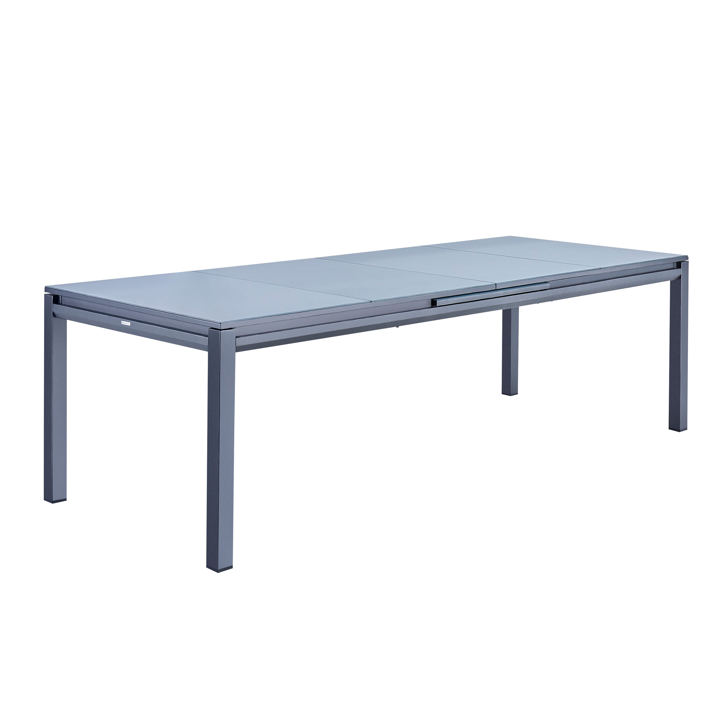 Tavolo da giardino con tavolo allungabile - modello: Odenton, colore:  Antracite/Grigio scuro - Grande tavolo in alluminio, dimensioni: 235/335cm  con prolunga e 10 sedute in textilene