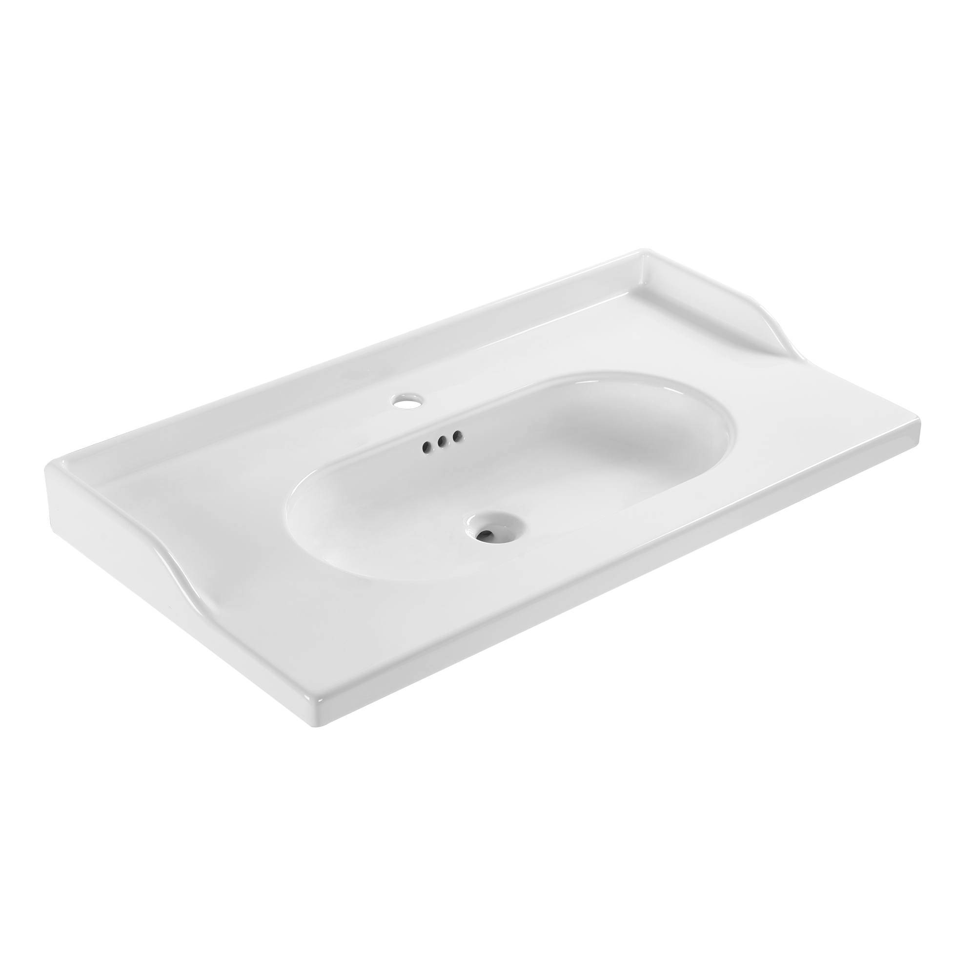 Sanitop-Wingenroth Lavabo Rettangolare Anita In Ceramica Bianca: 48,5x36,5x13 Cm, Da Appoggio, Senza Foro Rubinetto, Facile Da Pulire, Per Bagno E WC