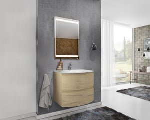 Mobile bagno con piedini 60 cm grigio opaco lavabo in porcellana e specchio  - Libras