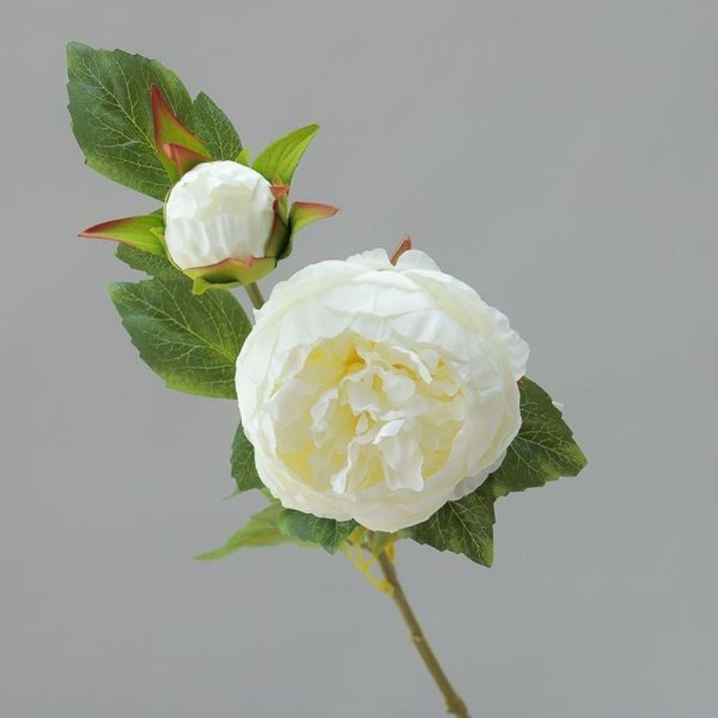 Pianta Artificiale A 5 Rami Con Fiori In Seta – Altezza 36 Cm – Bianco – Decorazione Casa Senza Manutenzione