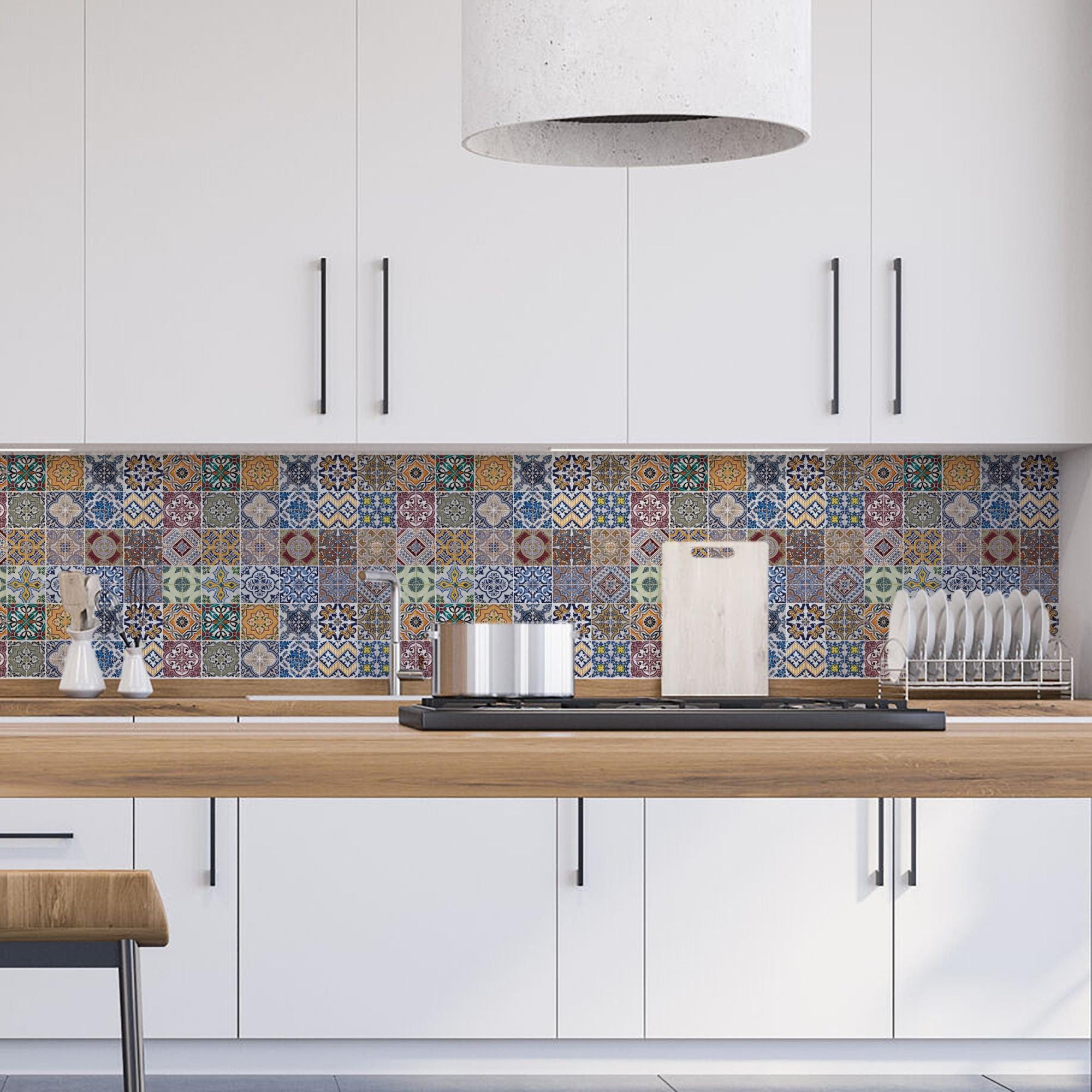 Pannello paraschizzi cucina adesivo da parete Azulejos grigio