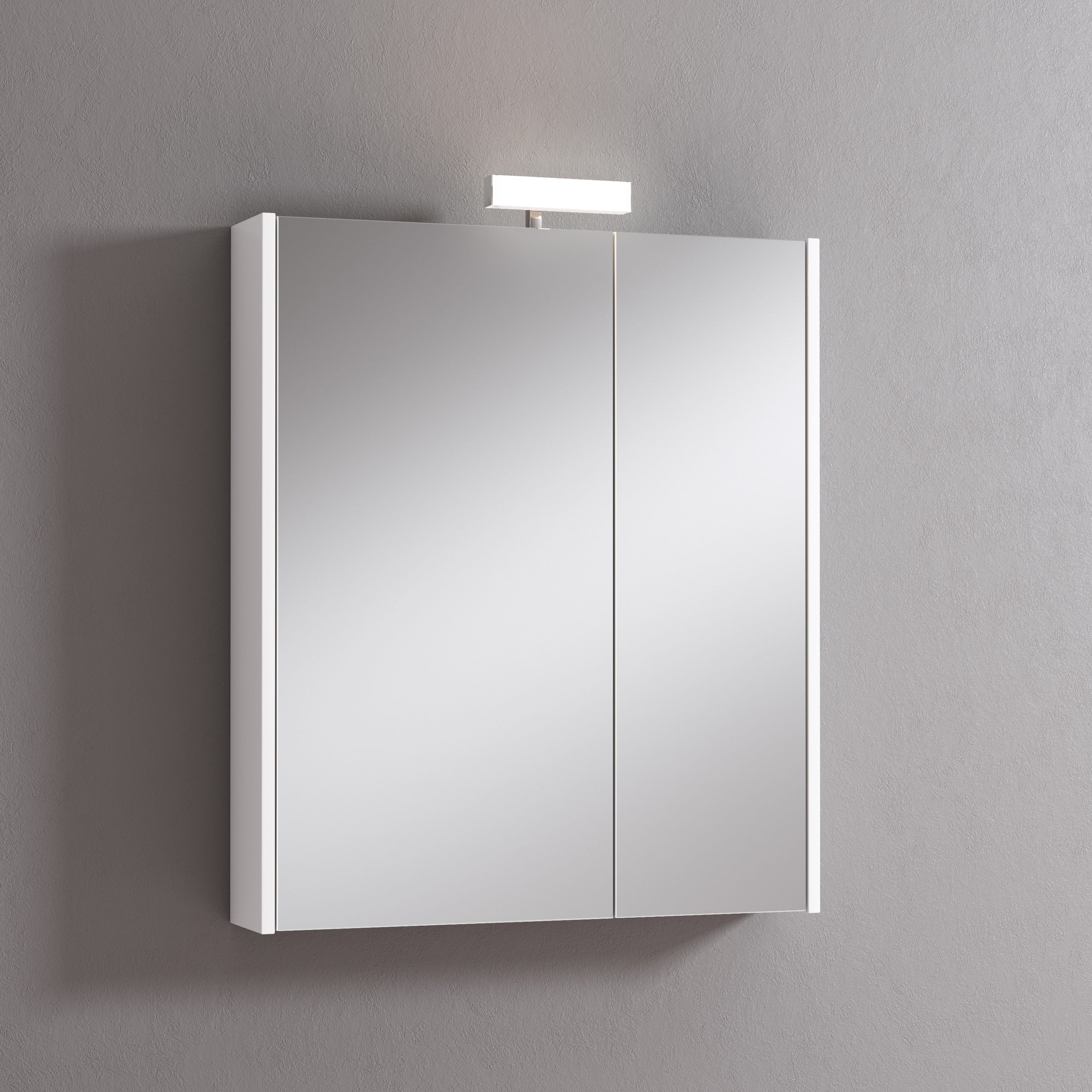 Specchio contenitore con luce Akira L 80 x P 15.5 x H 70 cm laccato lucido  bianco