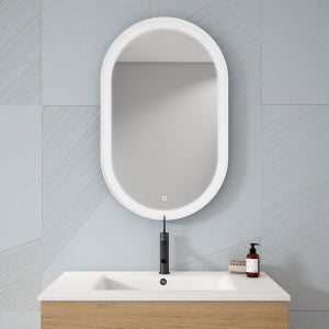 Specchio da Bagno Retroilluminato LED Ovale da Parete: Grande Specchio  Bagno con Led luce, Touch, Antiappanamento, Luce Regolabile - 80x50cm