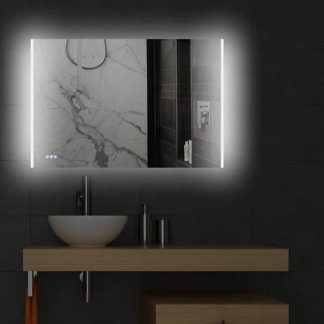 Specchio con illuminazione integrata bagno rettangolare L 105 x H
