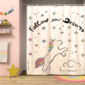 DICOIN Tenda Cameretta Bambina Unicorno,Tende Oscuranti 140X100