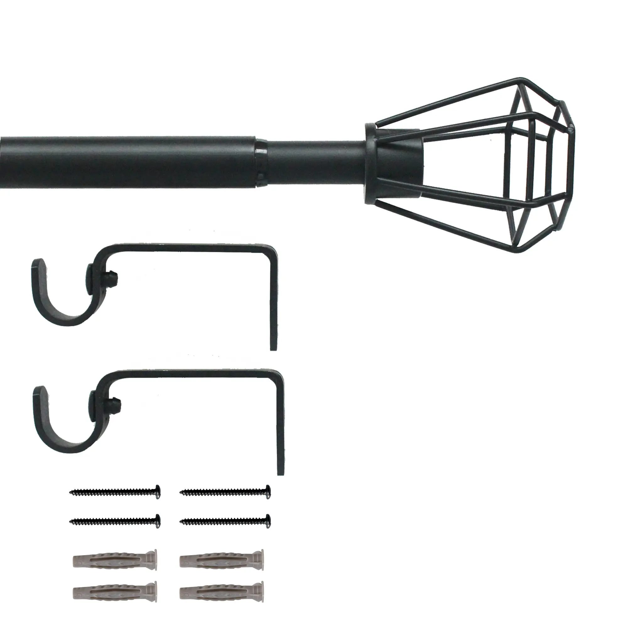 Kit bastone per tenda a pressione estensibile da 120 a 210 cm Pommel in  ferro verniciato nero Ø 19 mm INSPIRE
